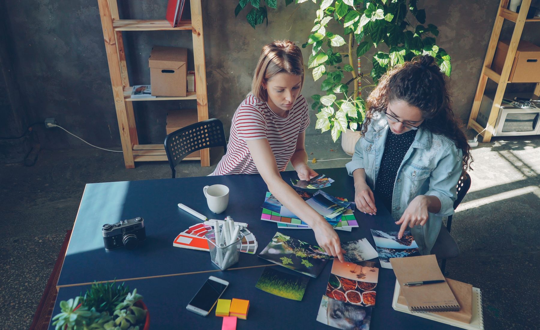 Creative team developing ideas in a modern studio
